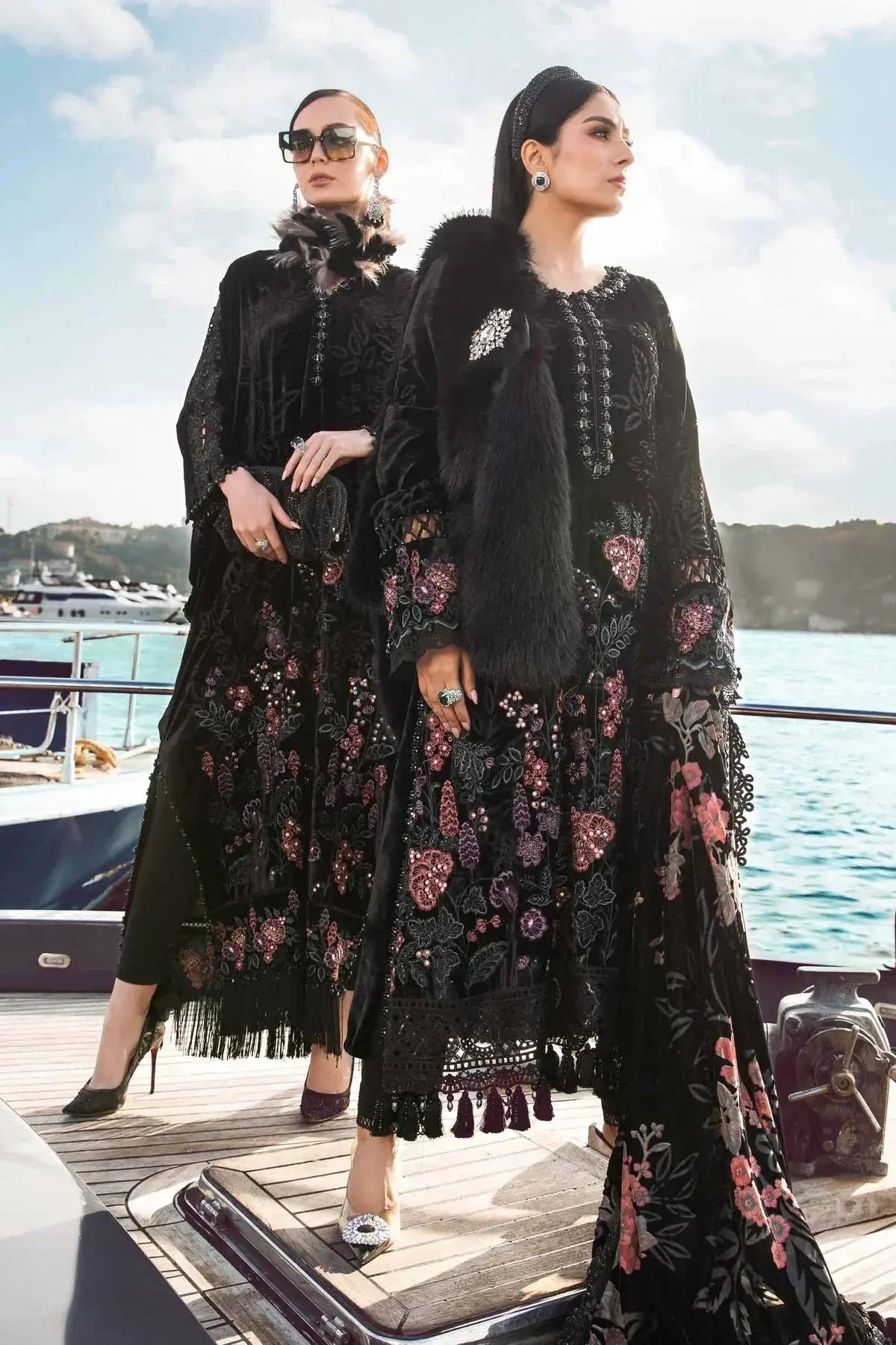 Maria B | Linen 23 | Black DL-1102 - Pakistani Designer Dress - by Maria B | Type: Luxury - 100% Original at Saira Sultan