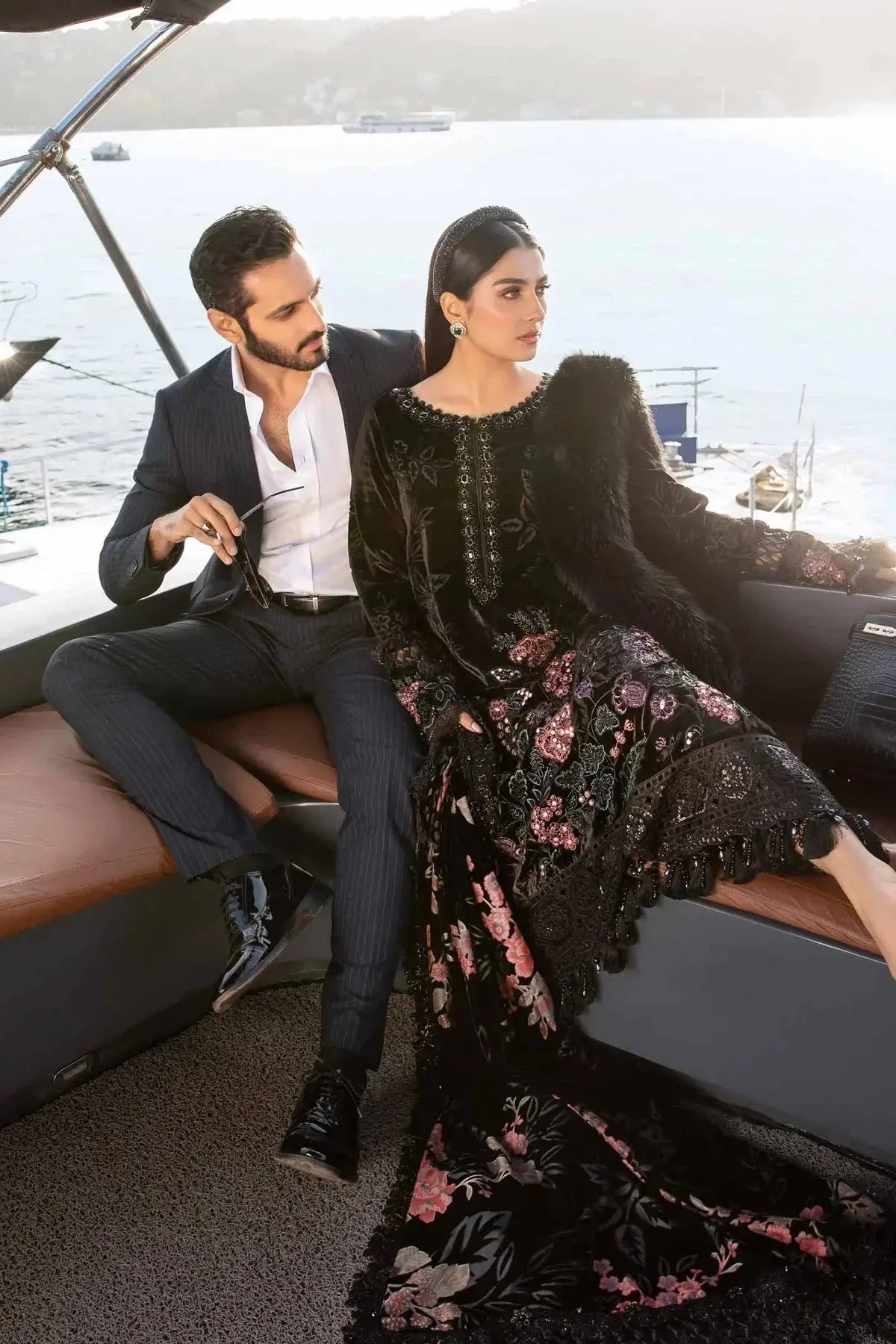 Maria B | Linen 23 | Black DL-1102 - Pakistani Designer Dress - by Maria B | Type: Luxury - 100% Original at Saira Sultan