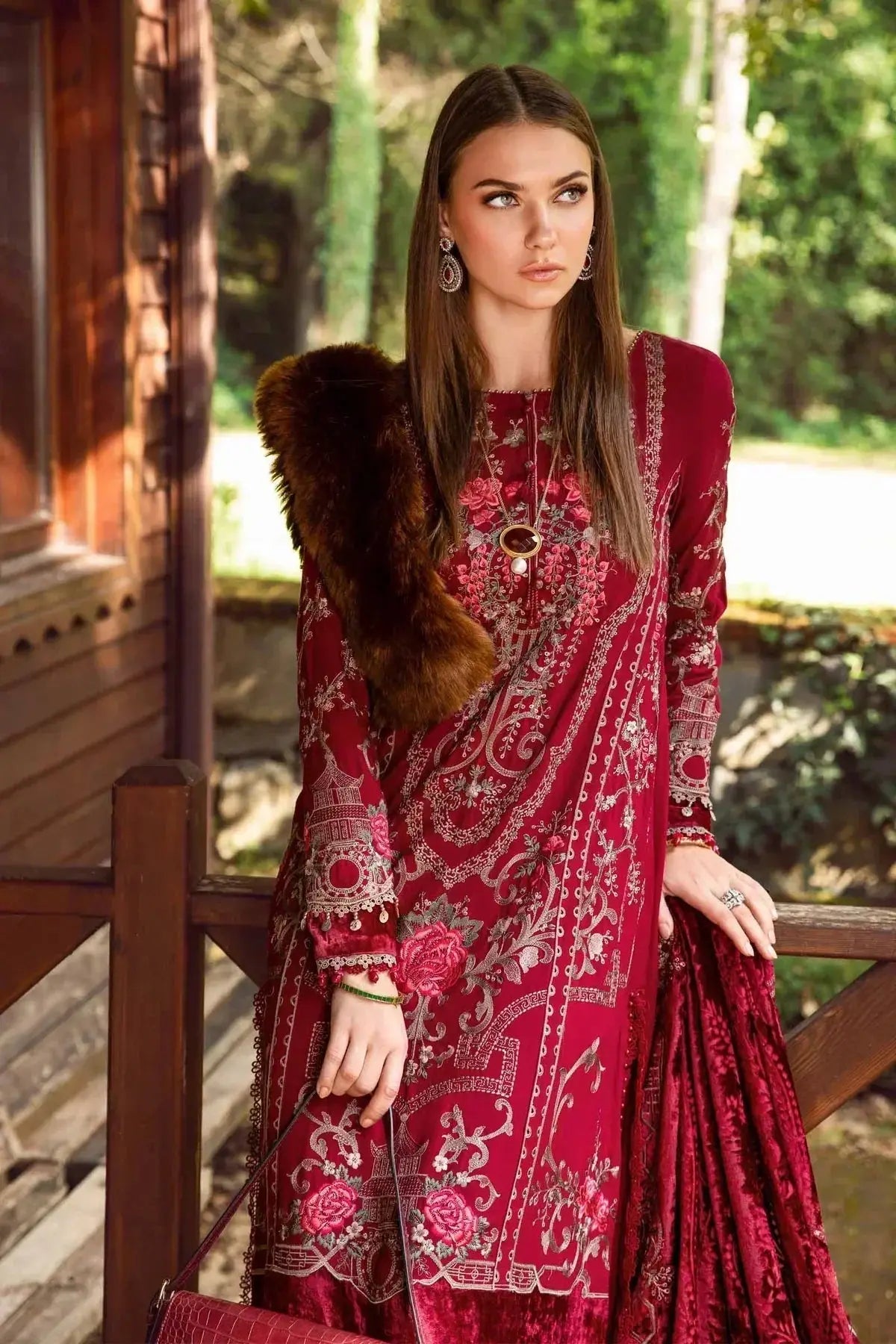Maria B | Linen 23 | Deep Pink DL-1112 - Pakistani Designer Dress - by Maria B | Type: Luxury - 100% Original at Saira Sultan