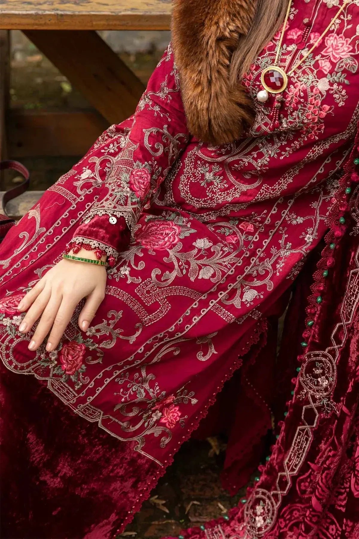 Maria B | Linen 23 | Deep Pink DL-1112 - Pakistani Designer Dress - by Maria B | Type: Luxury - 100% Original at Saira Sultan