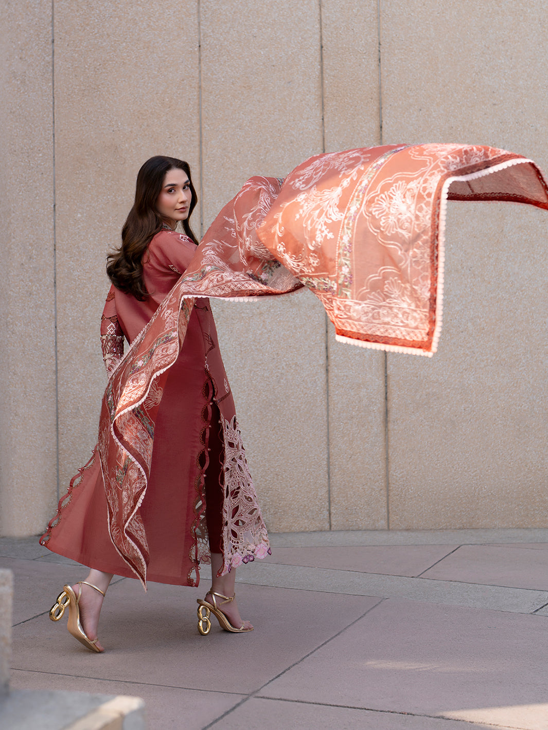 Parishay | Dil e Raqsam Festive Eid Lawn | DR-04 L Champagne Pink Lawn