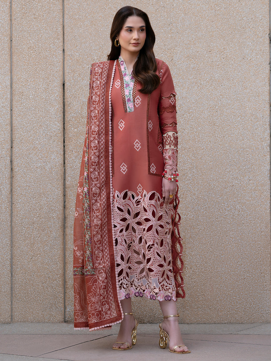 Parishay | Dil e Raqsam Festive Eid Lawn | DR-04 XS Champagne Pink Lawn