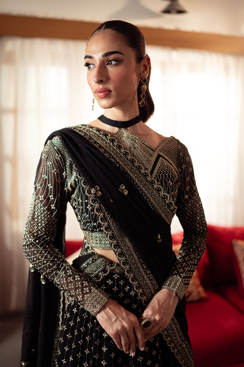 Neeshay | Dastaan Luxury Chiffon | Sunehri - Pakistani Designer Dress - by Neeshay | Type: Formal - 100% Original at Saira Sultan