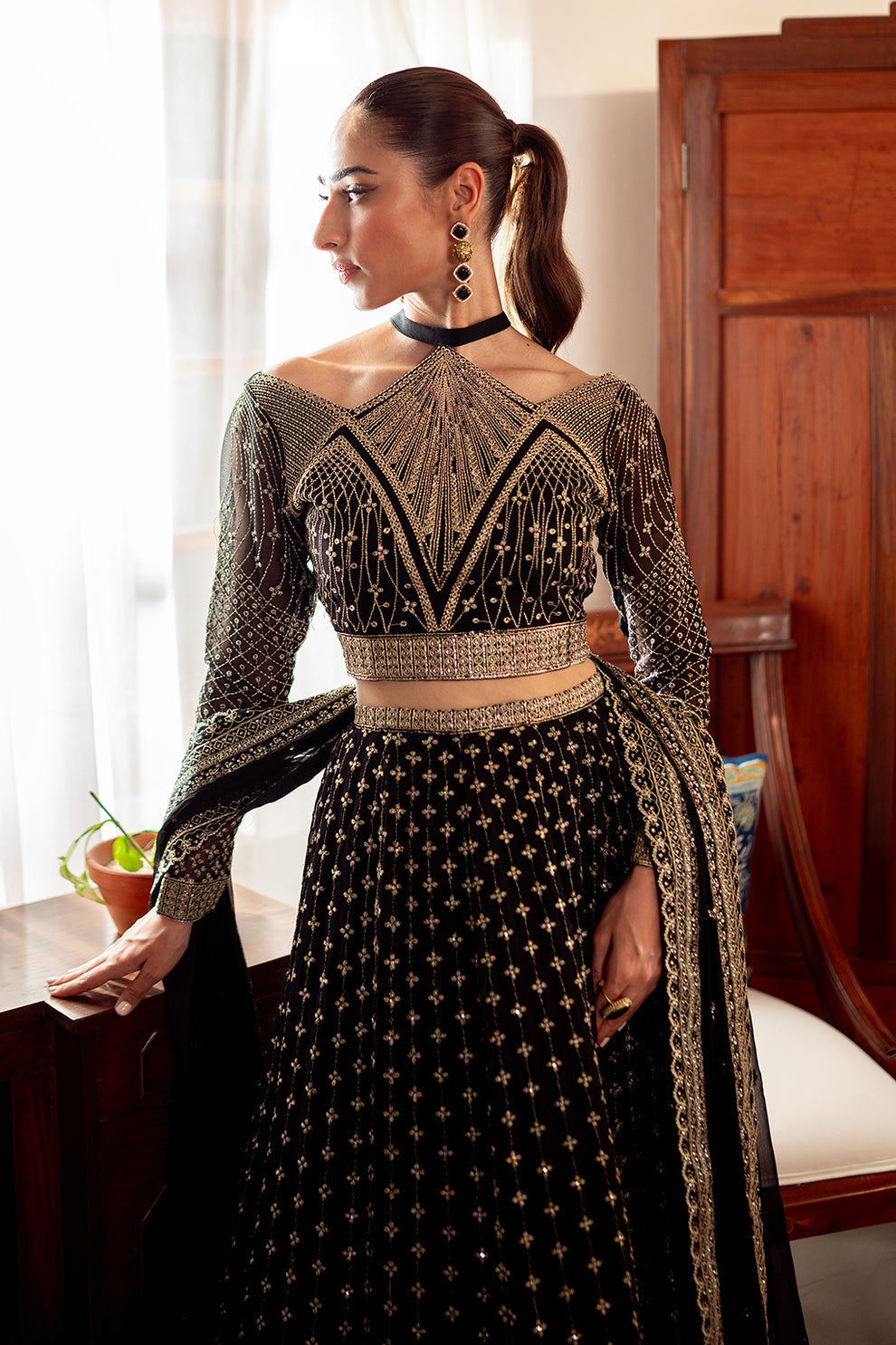 Neeshay | Dastaan Luxury Chiffon | Sunehri - Pakistani Designer Dress - by Neeshay | Type: Formal - 100% Original at Saira Sultan