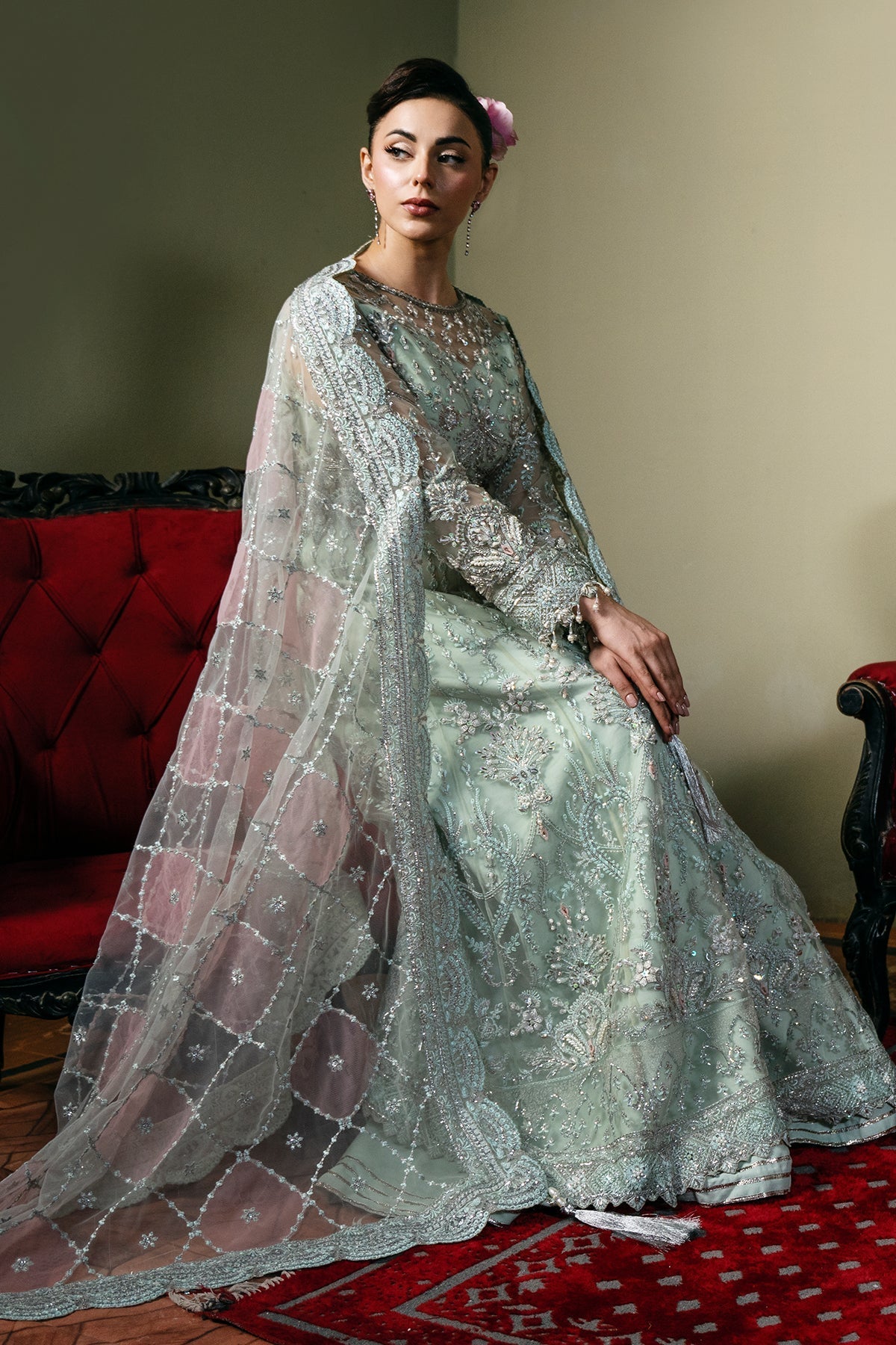 Mina Kashif | Kahani Formals | Zarpash XL Mint Net