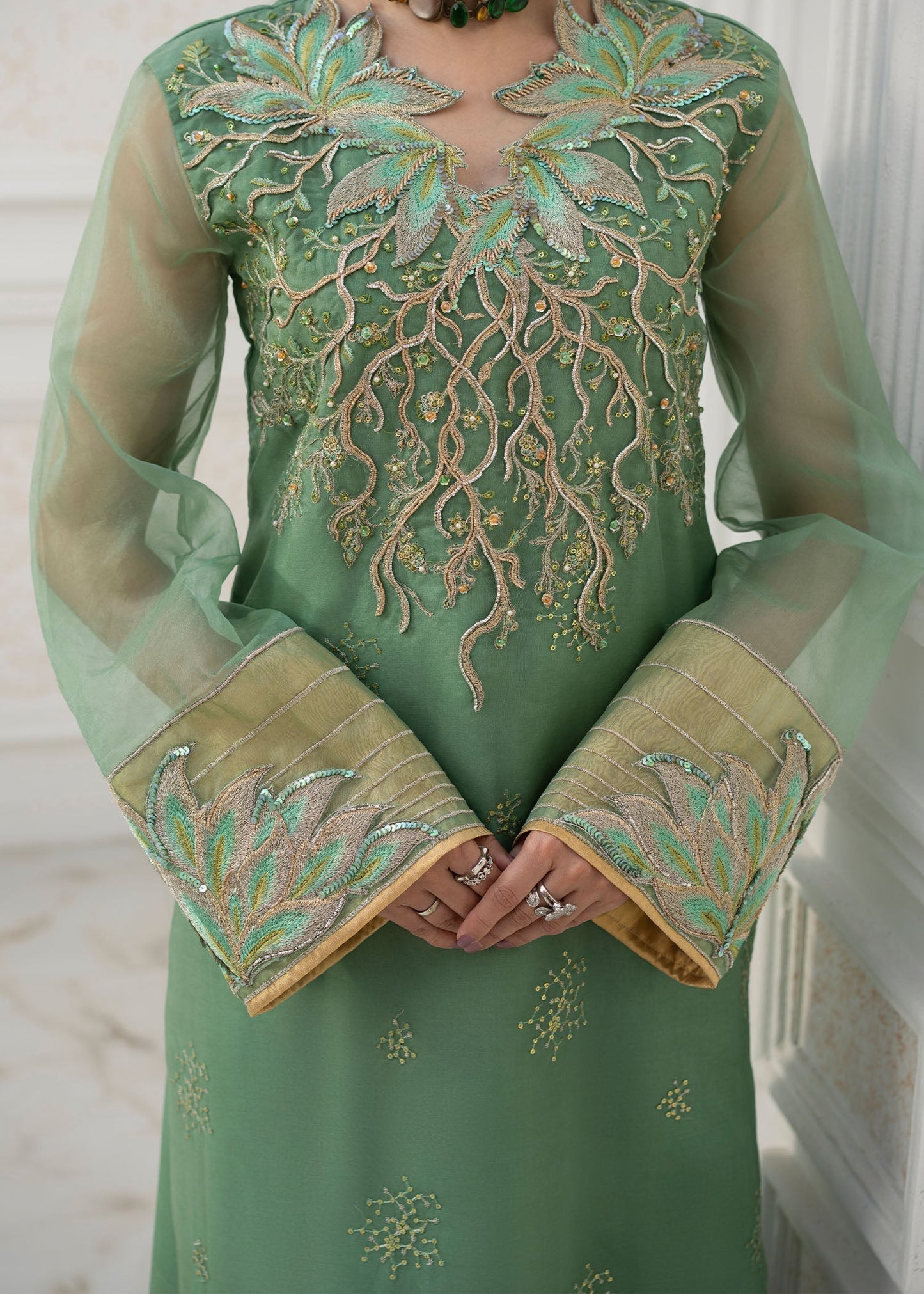 Jamnii | The Aura | Astrid M Pastel Green Organza
