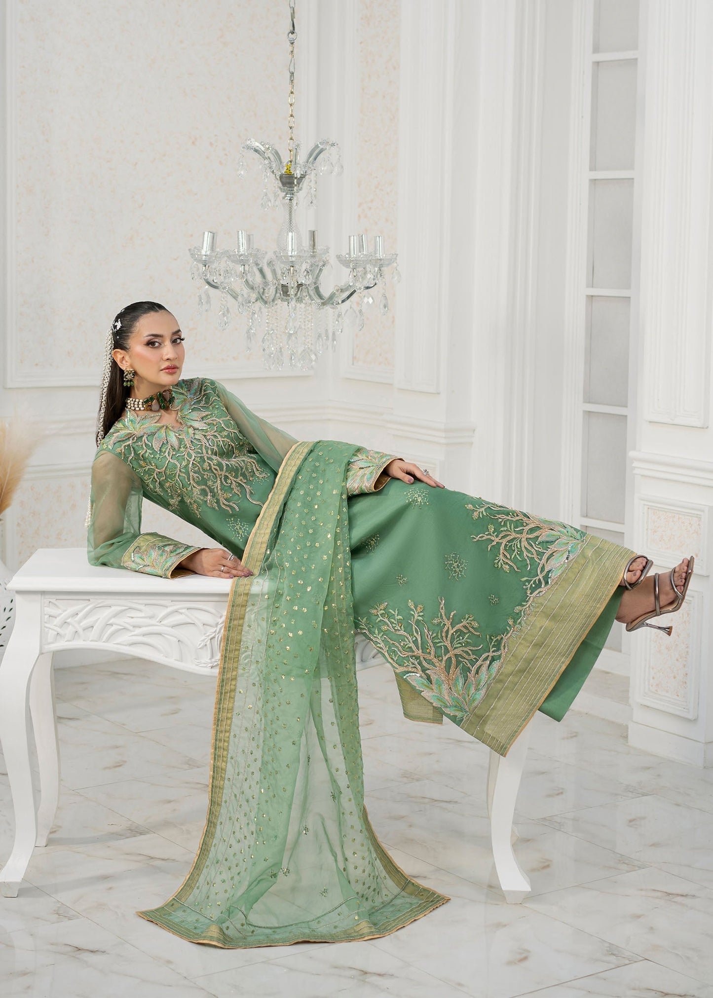 Jamnii | The Aura | Astrid L Pastel Green Organza
