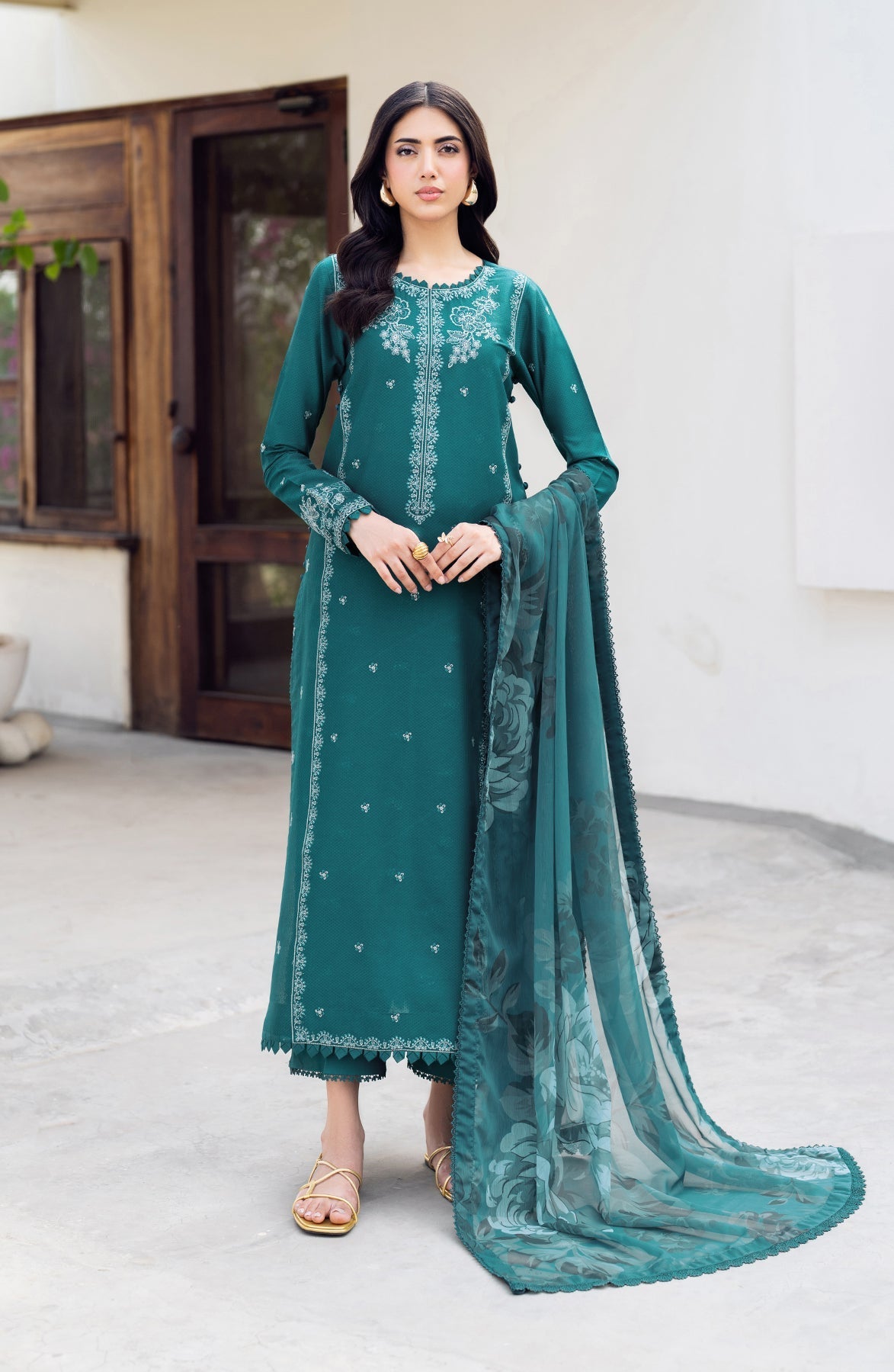 Zarif | Nura Textured Lawn 25 | NUSA XS Emerald Green Lawn