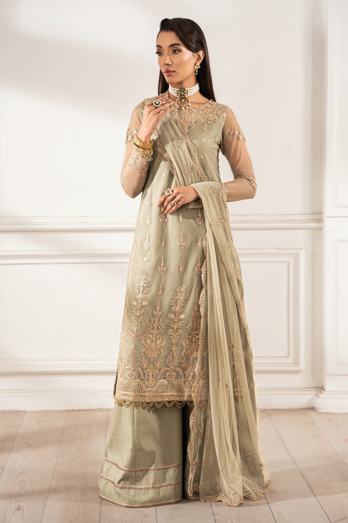 Zarif | Heer Formals | Z-01 LEILA L Green Net