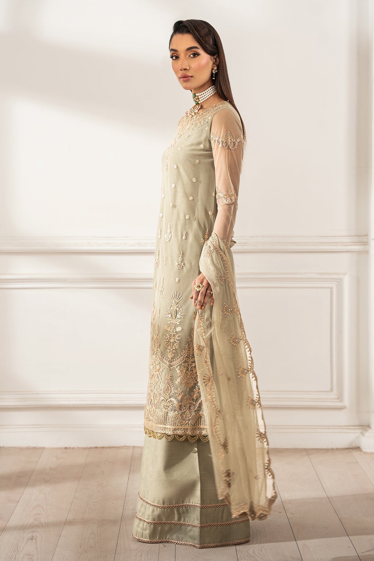 Zarif | Heer Formals | Z-01 LEILA Custom Size Green Net