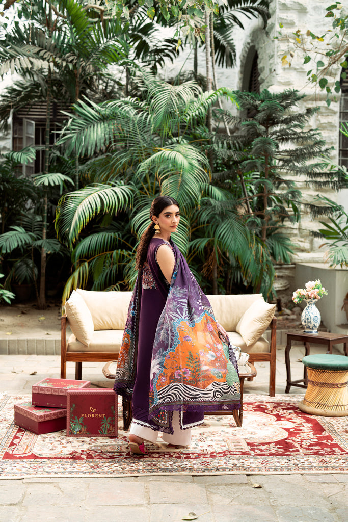 Florent | Eid Edits Luxury Lawn | FEE - 1A S Plum Lawn