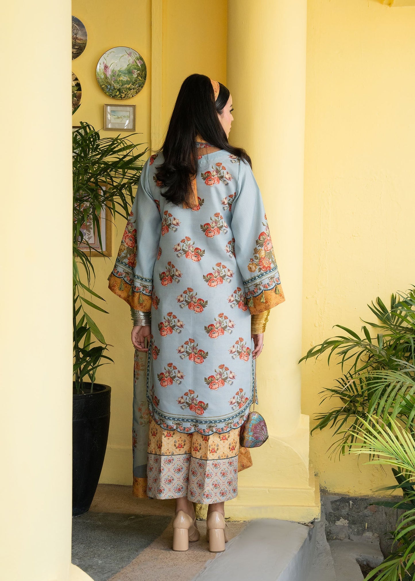 Maria Osama Khan | Retro Lawn 25 | Sama S Pastel Blue Lawn