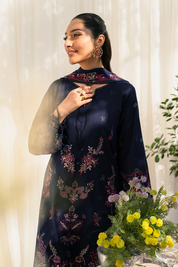 Zarif | Lamhay Luxury Eid Lawn 25 | 02 AYUSHA M Dark Blue Lawn