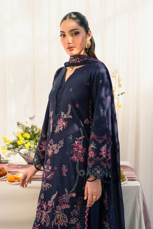 Zarif | Lamhay Luxury Eid Lawn 25 | 02 AYUSHA L Dark Blue Lawn