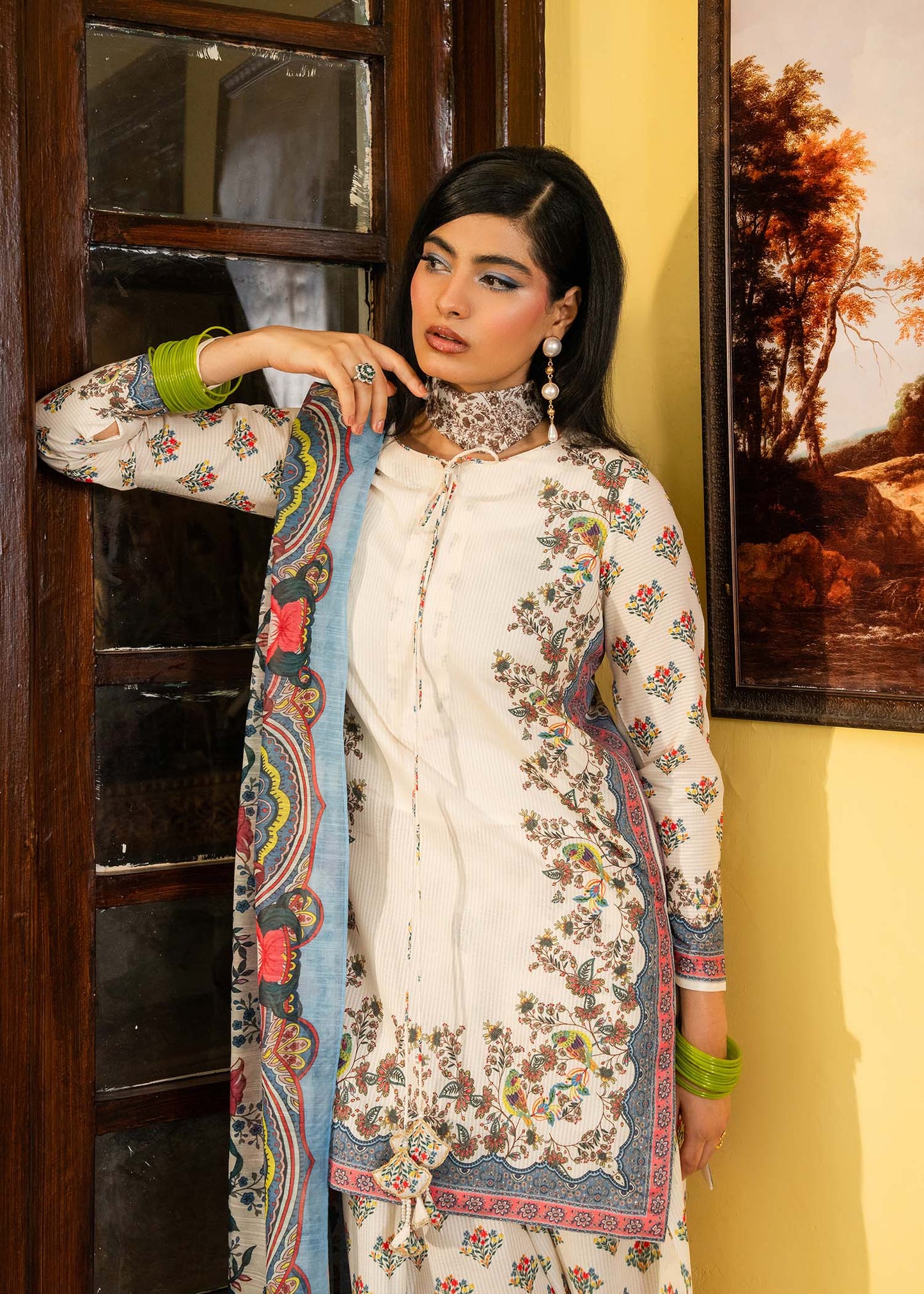 Maria Osama Khan | Retro Lawn 25 | Jasmine M Cream Lawn