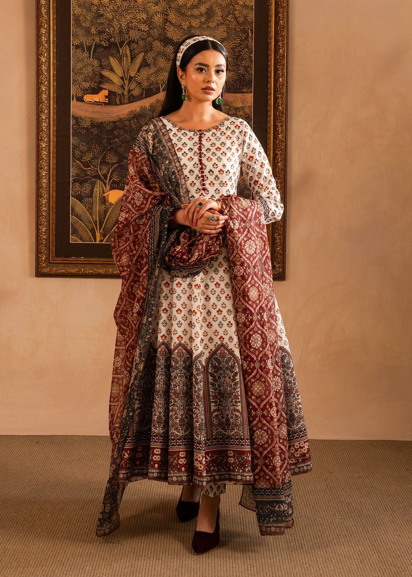 Maria Osama Khan | Retro Lawn 25 | Nair XS Off White Lawn
