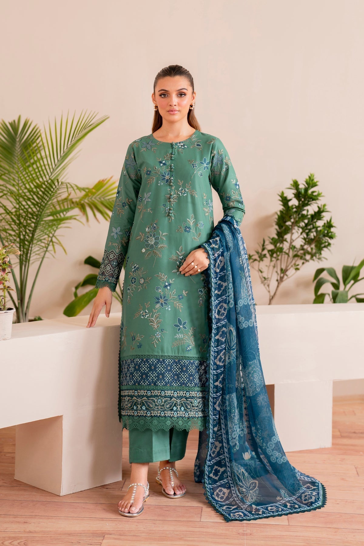 Xenia Formals | Printkari 25 | LUNA S Mint Green Lawn