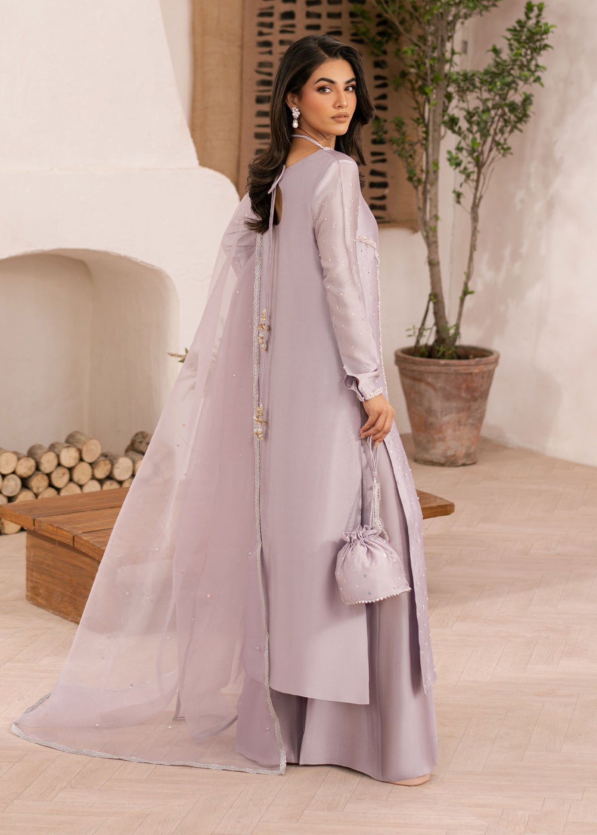 Dastoor | Rania Luxury Pret 25 | Aster S Lavender Pinocchio Tissue Silk