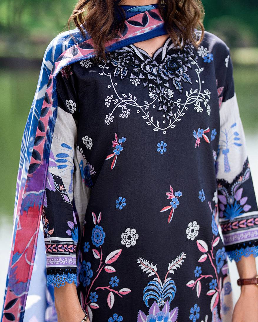 Roheenaz | Garden Veal Printed Lawn 25 |BlackBerry Frost - Pakistani Designer Dress - by Roheenaz | Type: Ladies Clothes - 100% Original at Saira Sultan
