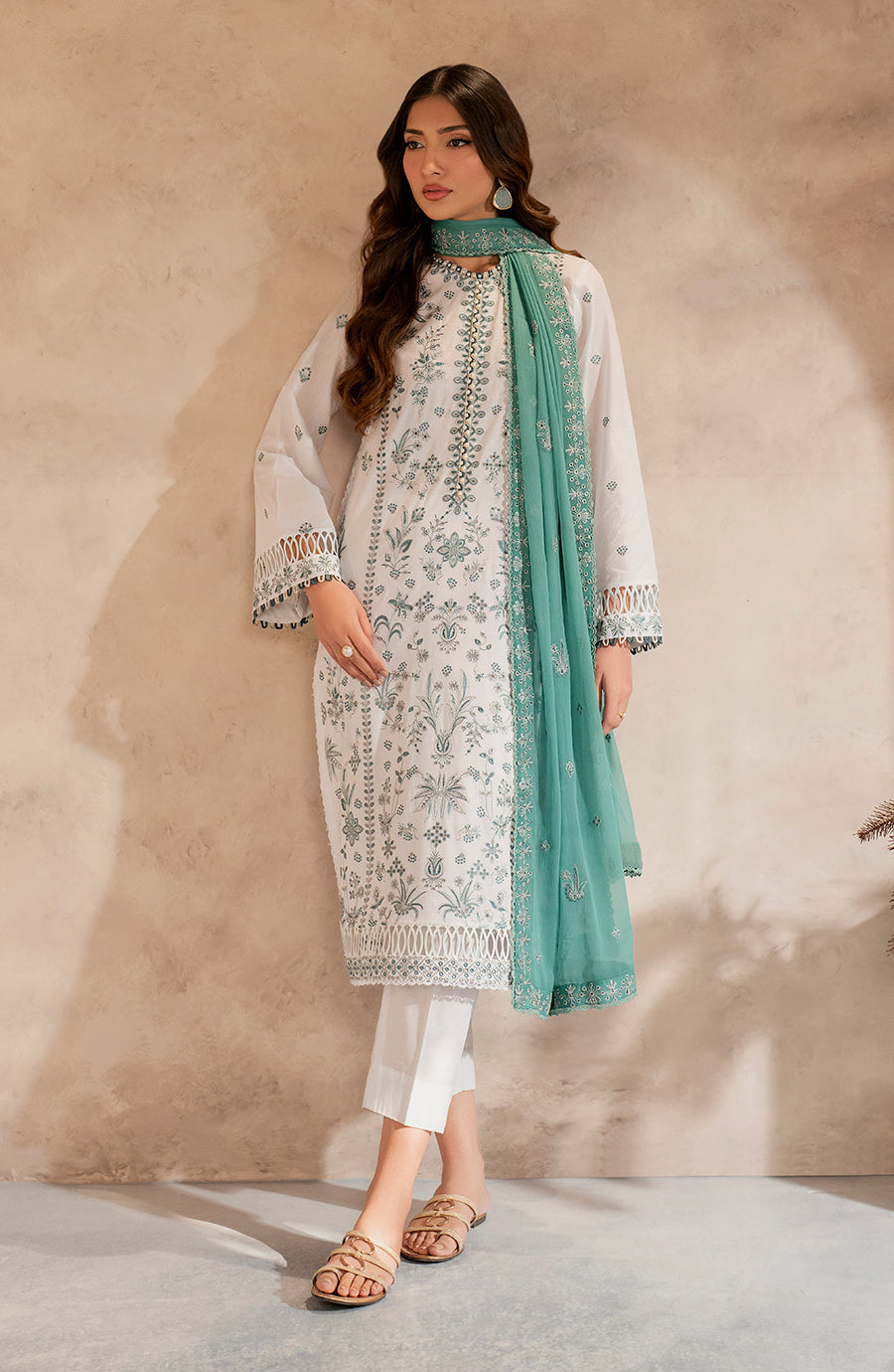 Zarif | Summer Lawn 25 | UNST-LWN-05 SEMIL M White Chikankari Lawn