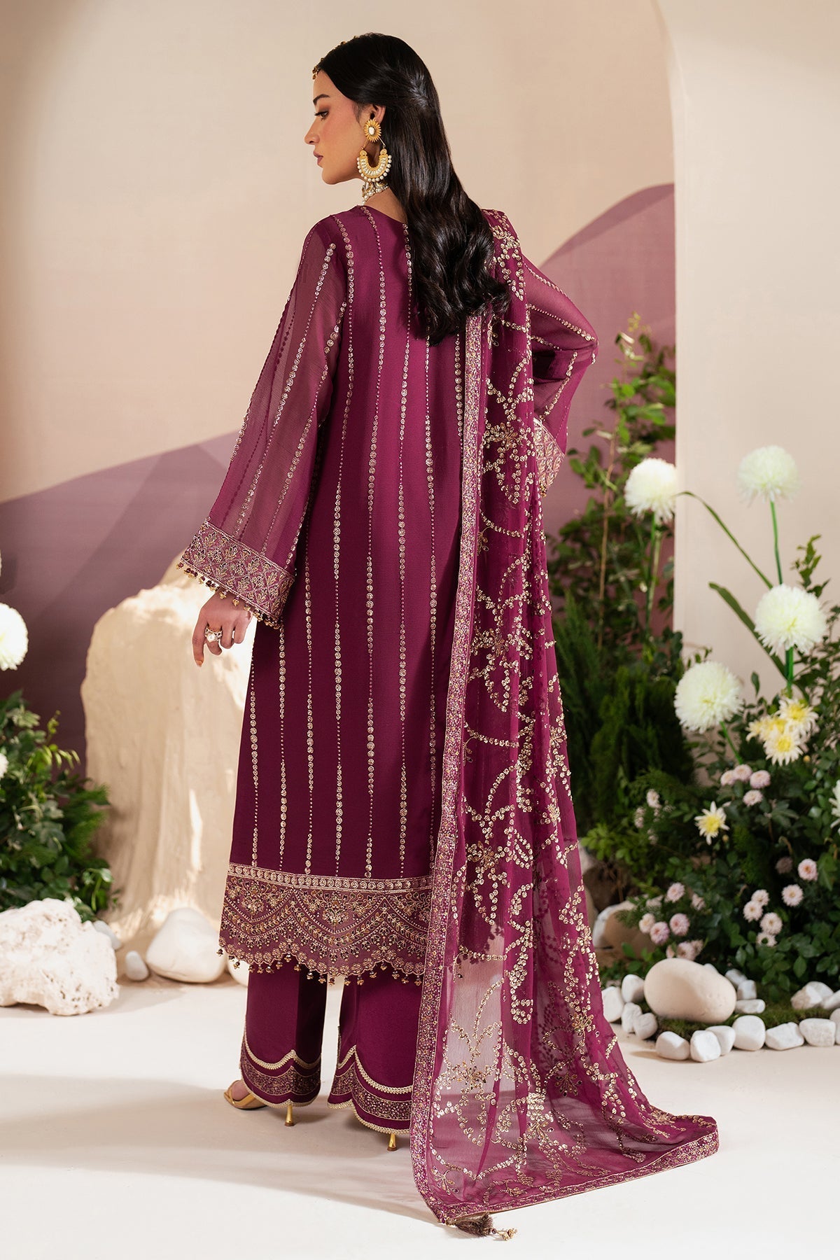 Alizeh | Handcrafted Eid Edit 25 | AF-HM-4034-Dusk S Fuchsia Chiffon