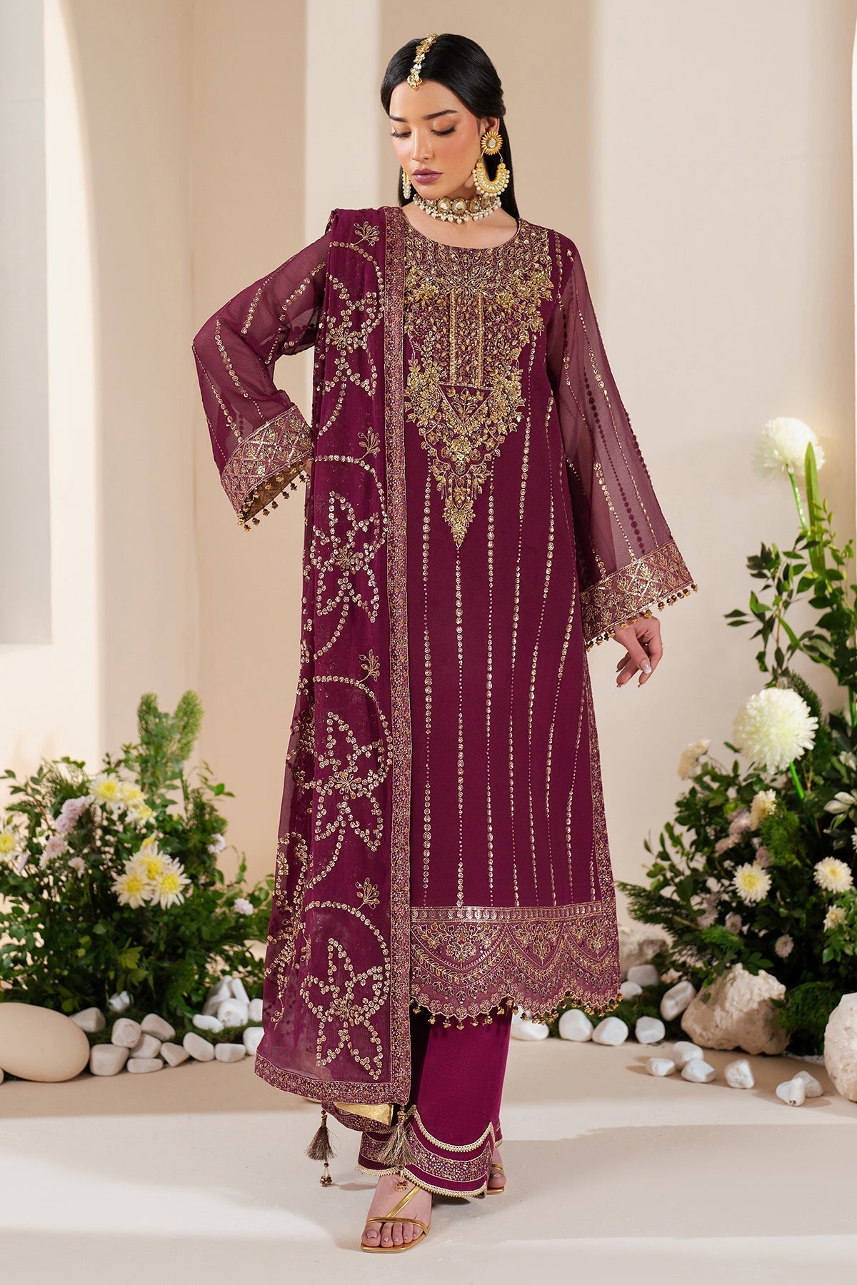 Alizeh | Handcrafted Eid Edit 25 | AF-HM-4034-Dusk L Fuchsia Chiffon
