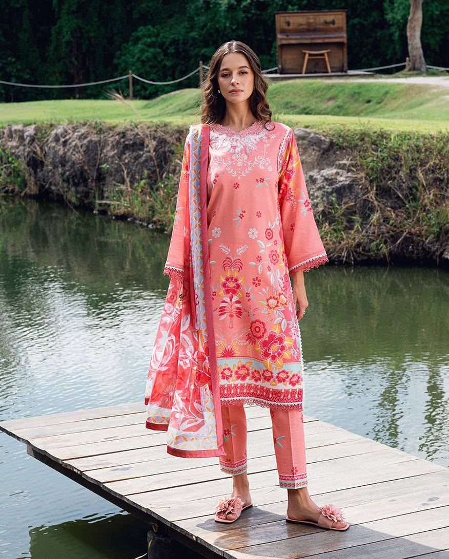 Roheenaz | Garden Veal Printed Lawn 25 | Berry Glint - Pakistani Designer Dress - by Roheenaz | Type: Ladies Clothes - 100% Original at Saira Sultan