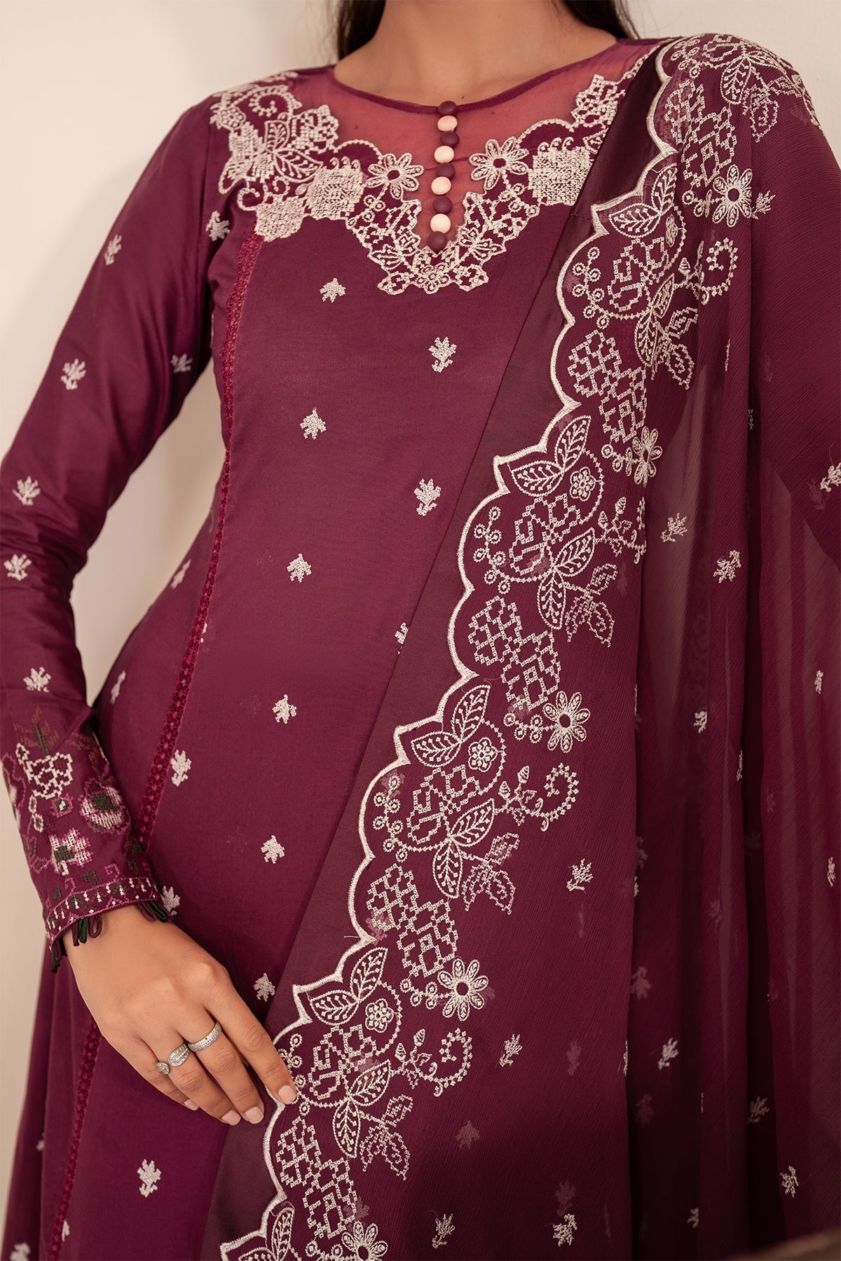 Zarif | Lamhay Luxury Eid Lawn 25 | 08 TEHMEEN M Berry Lawn