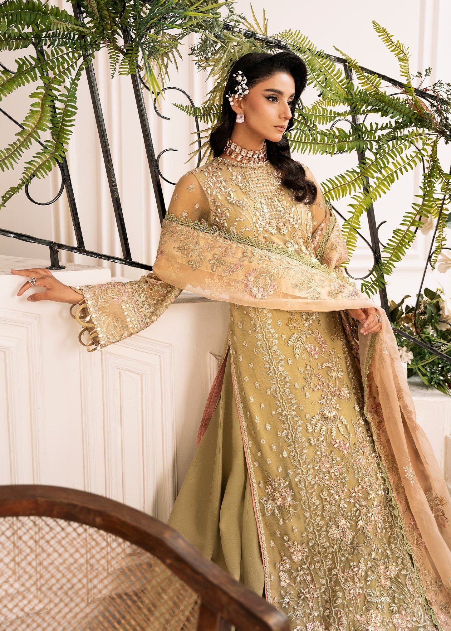 Inayat | Festive Formals | BREWING-MATCHA - Pakistani Designer Dress - by Inayat - Type : Ladies Clothes - 100% Original at Saira Sultan
