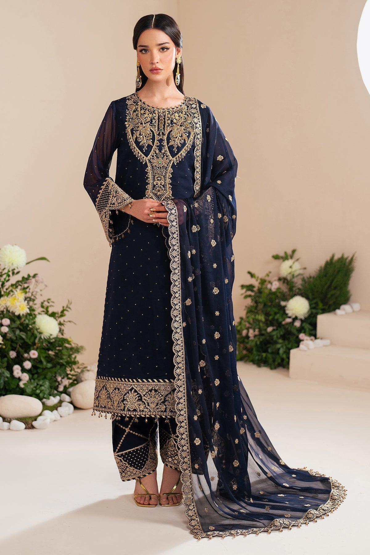 Alizeh | Handcrafted Eid Edit 25 | AF-HM-4037-Erina L Midnight Blue Chiffon