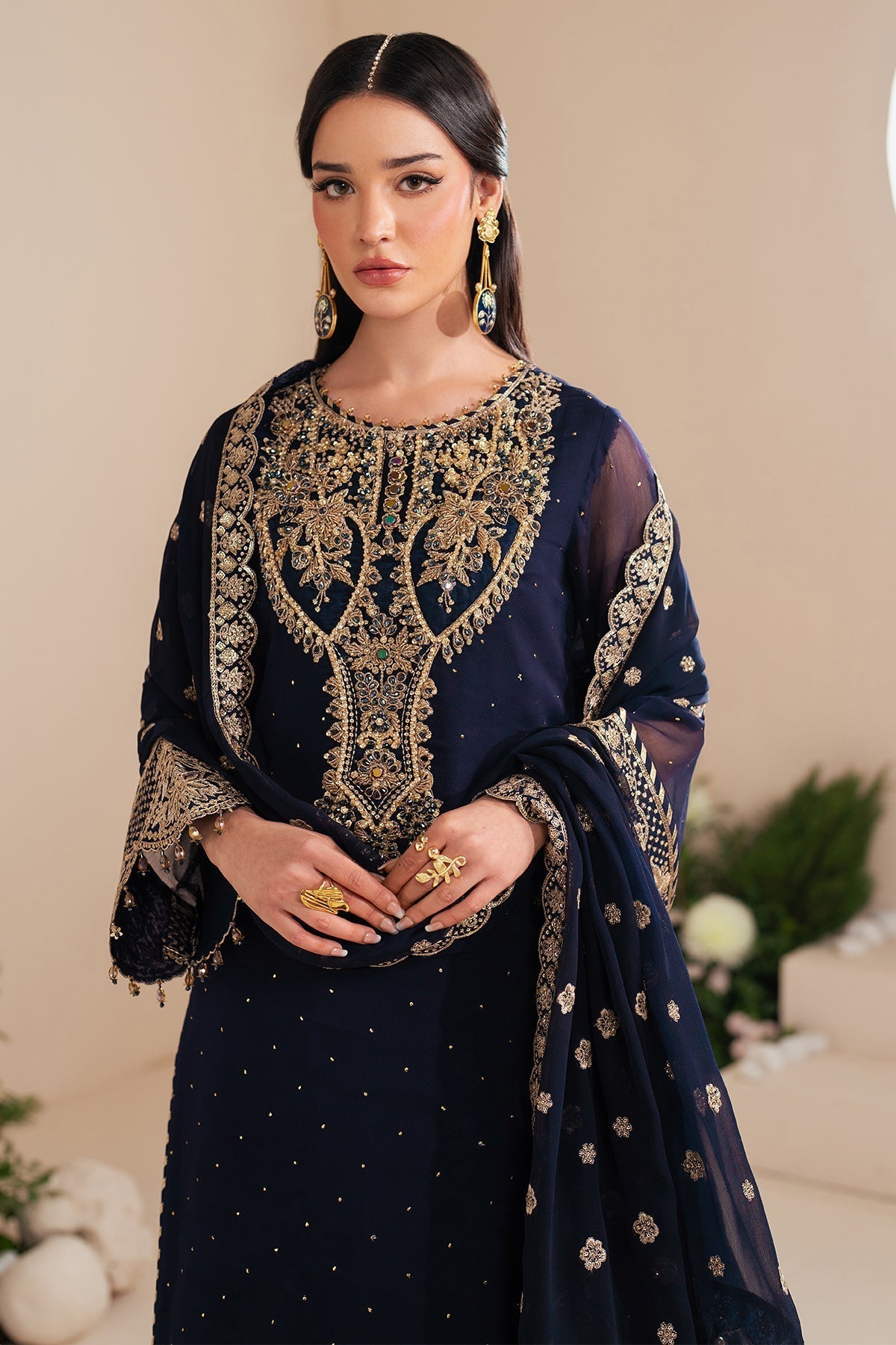 Alizeh | Handcrafted Eid Edit 25 | AF-HM-4037-Erina M Midnight Blue Chiffon