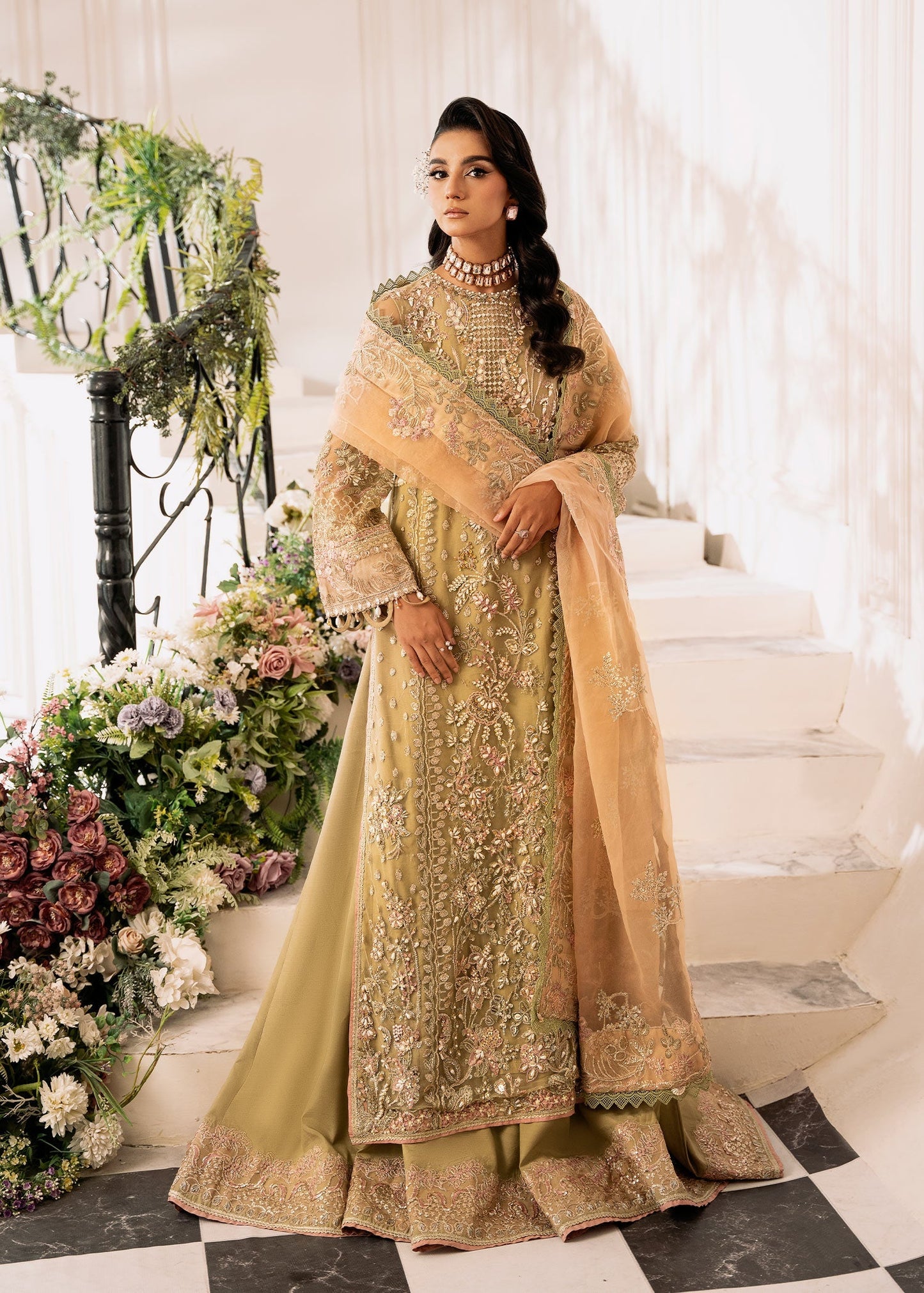 Inayat | Festive Formals | BREWING-MATCHA - Pakistani Designer Dress - by Inayat - Type : Ladies Clothes - 100% Original at Saira Sultan