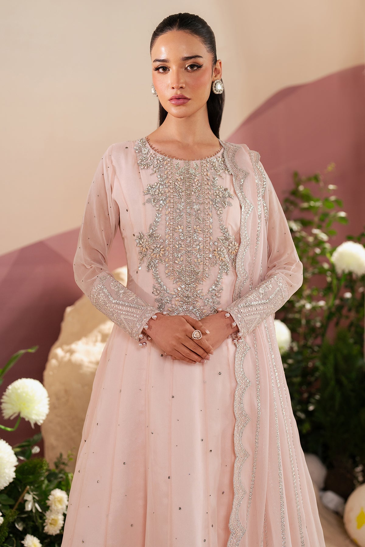 Alizeh | Handcrafted Eid Edit 25 | AF-HM-4036-Dazzle M Light Pink Chiffon