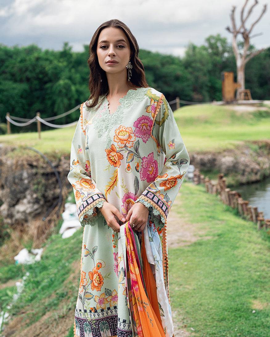 Roheenaz | Garden Veal Printed Lawn 25 | Crimson Whisper - Pakistani Designer Dress - by Roheenaz | Type: Ladies Clothes - 100% Original at Saira Sultan