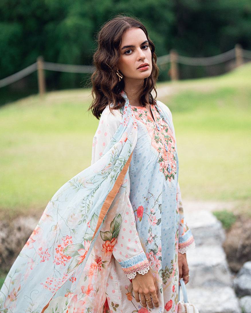 Roheenaz | Garden Veal Printed Lawn 25 | Cloudberey glaze - Pakistani Designer Dress - by Roheenaz | Type: Ladies Clothes - 100% Original at Saira Sultan