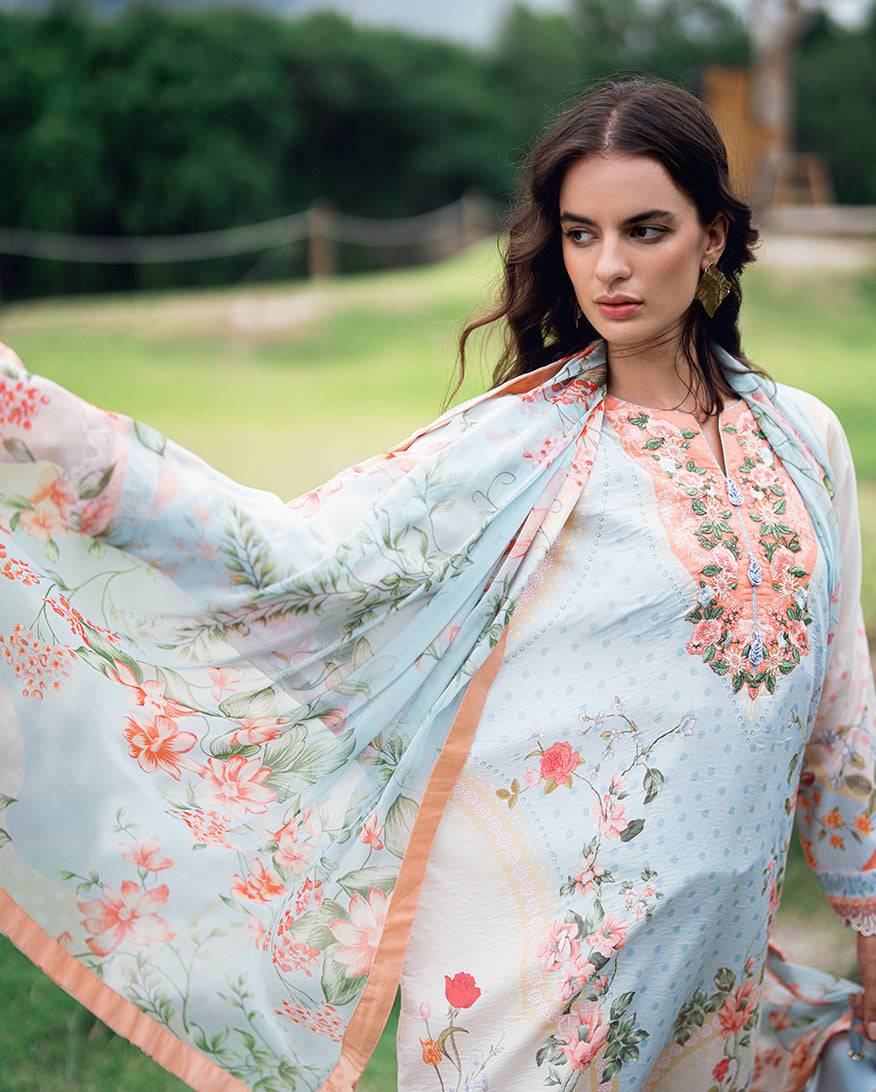 Roheenaz | Garden Veal Printed Lawn 25 | Cloudberey glaze - Pakistani Designer Dress - by Roheenaz | Type: Ladies Clothes - 100% Original at Saira Sultan
