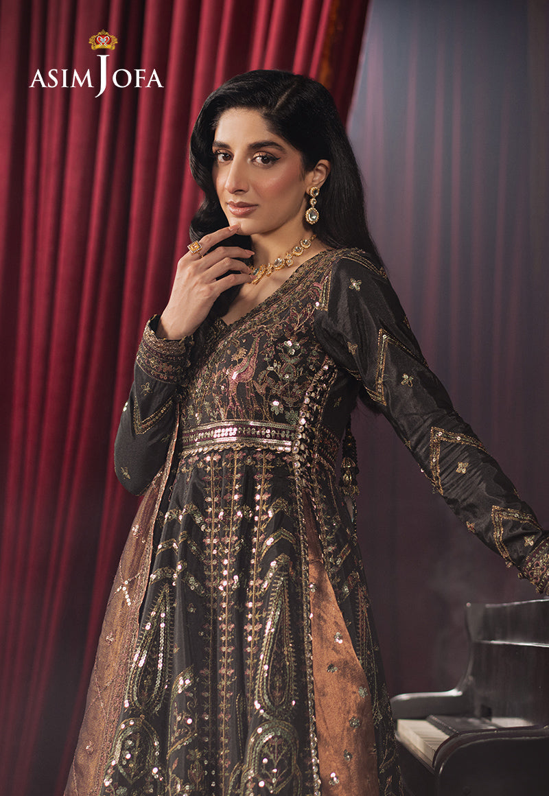 Asim Jofa | Premium Festive | AJPF-38 XL Black Shimmer Silk