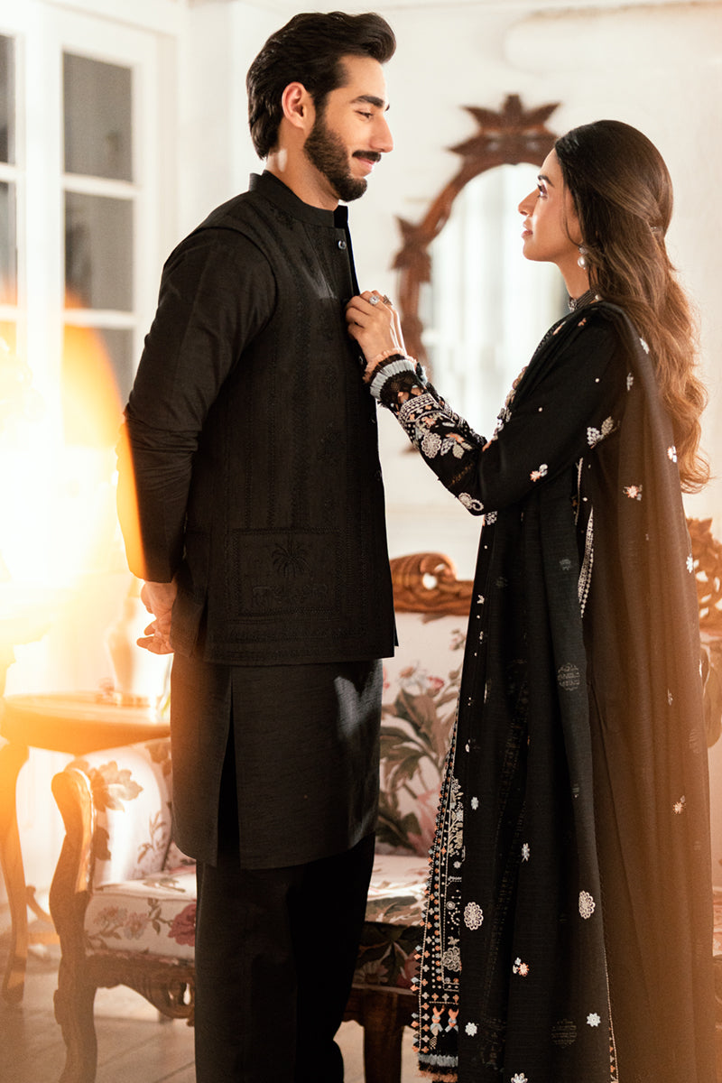 Qalamkar | Luxury Lawn Eid Edit | SB-03 Misha Custom Size Black Lawn