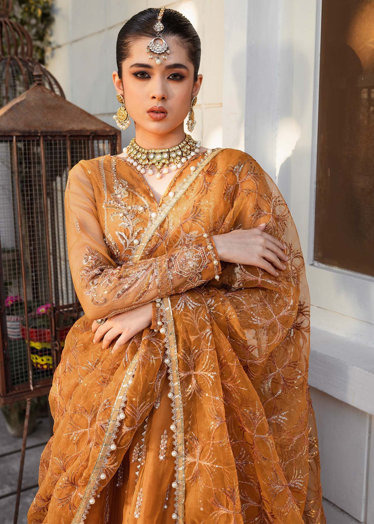 Shurooq | Zara Edit 24 | Dhoop Kinaray L Orange Organza