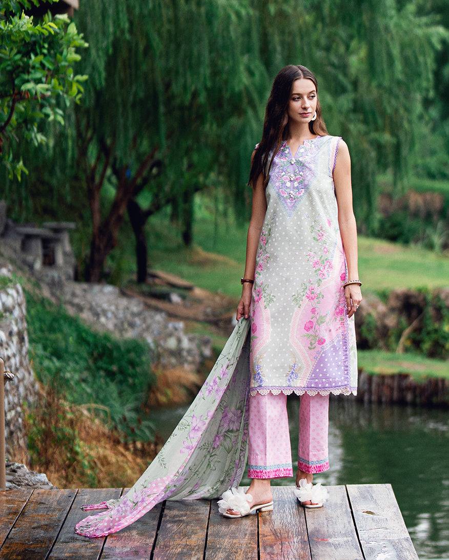 Roheenaz | Garden Veal Printed Lawn 25 | Tulip Sugar - Pakistani Designer Dress - by Roheenaz | Type: Ladies Clothes - 100% Original at Saira Sultan