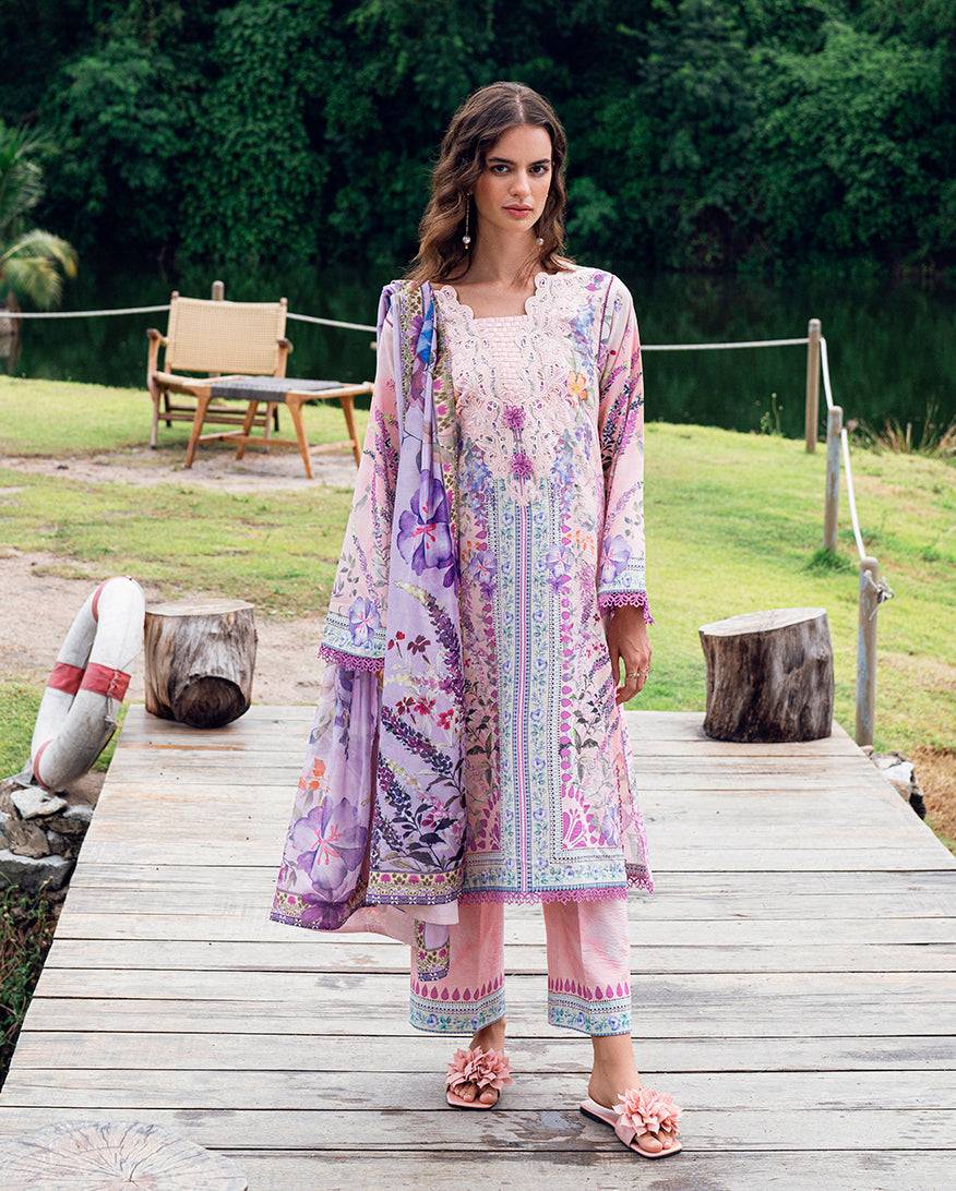 Roheenaz | Garden Veal Printed Lawn 25 |Lilac Dust - Pakistani Designer Dress - by Roheenaz | Type: Ladies Clothes - 100% Original at Saira Sultan