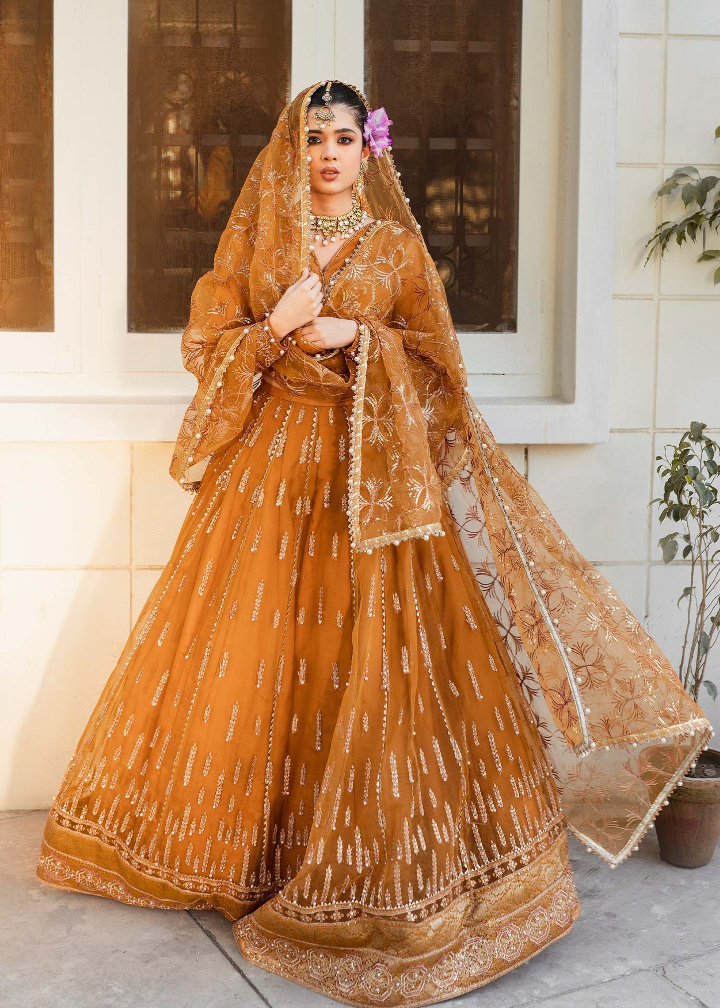 Shurooq | Zara Edit 24 | Dhoop Kinaray XL Orange Organza