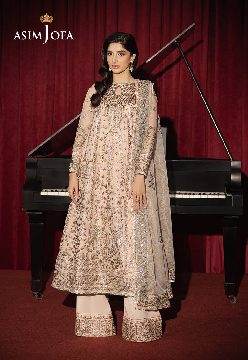 Asim Jofa | Premium Festive | AJPF-33 XL Beige Zari Net