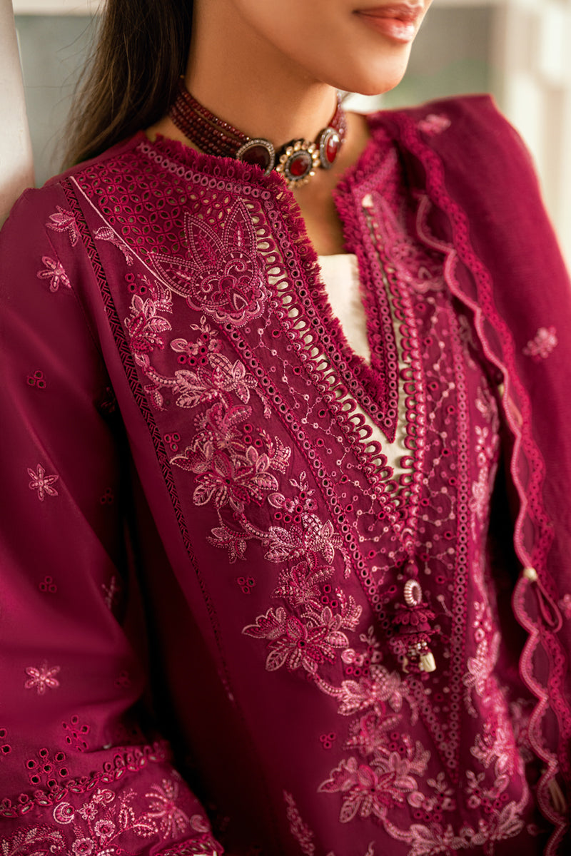 Qalamkar | Luxury Lawn Eid Edit | SB-02 Sameen Custom Size Maroon Lawn