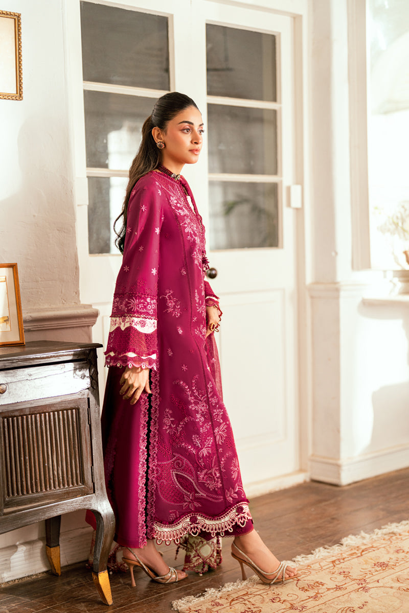Qalamkar | Luxury Lawn Eid Edit | SB-02 Sameen XL Maroon Lawn
