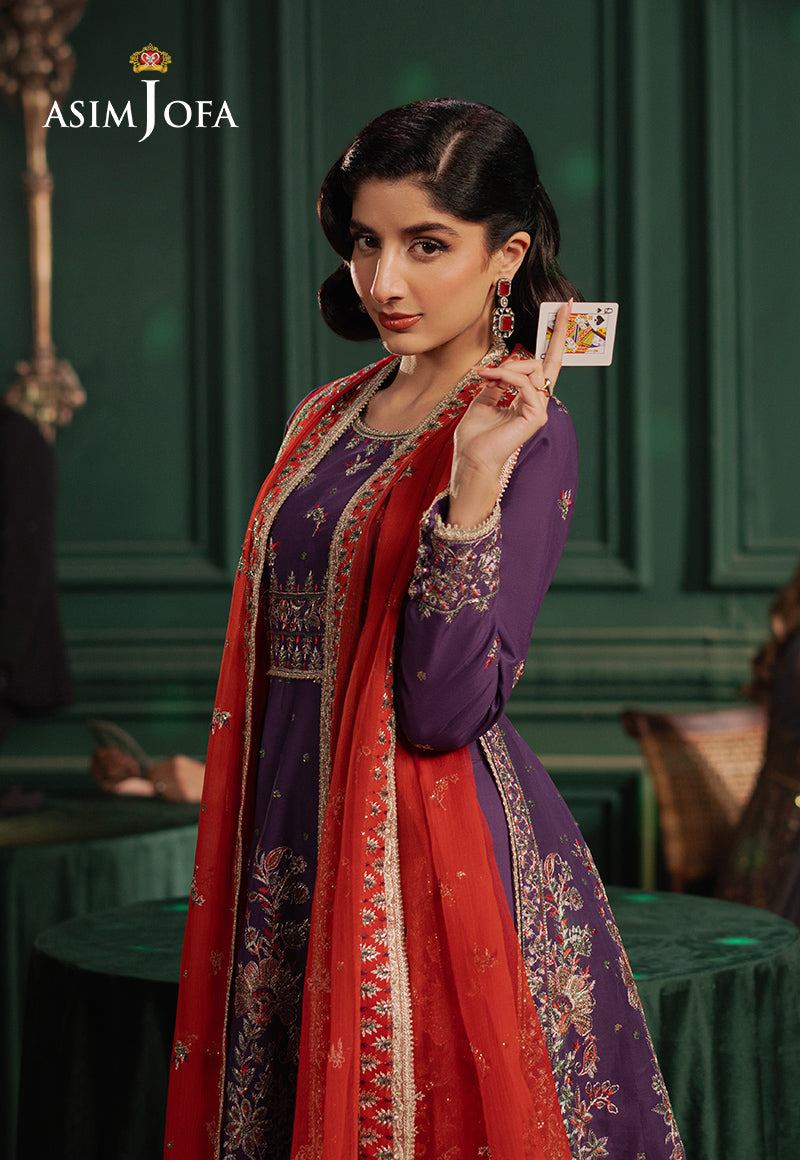 Asim Jofa | Premium Festive | AJPF-23 L Dark Purple Silk lawn