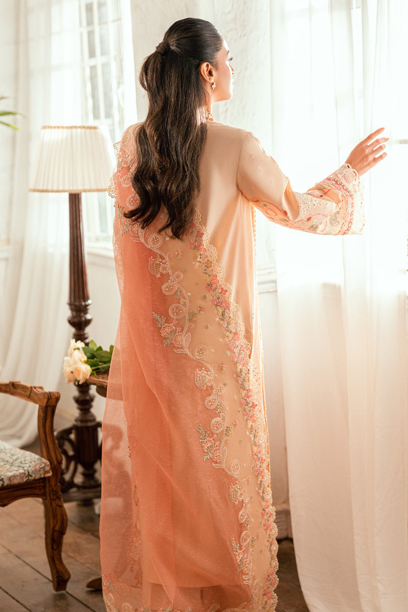 Qalamkar | Luxury Lawn Eid Edit | SB-07 Zoya S Lawn Pale Peach