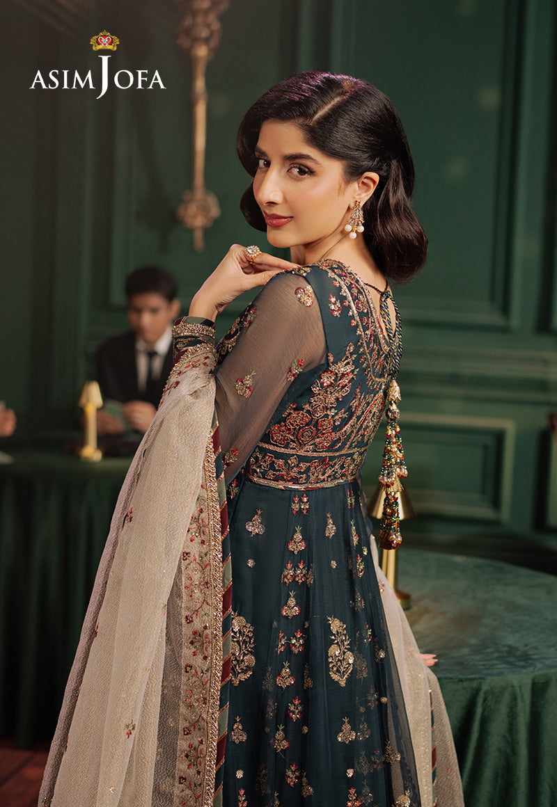 Asim Jofa | Premium Festive | AJPF-39 L Dark Teal Blue Chiffon