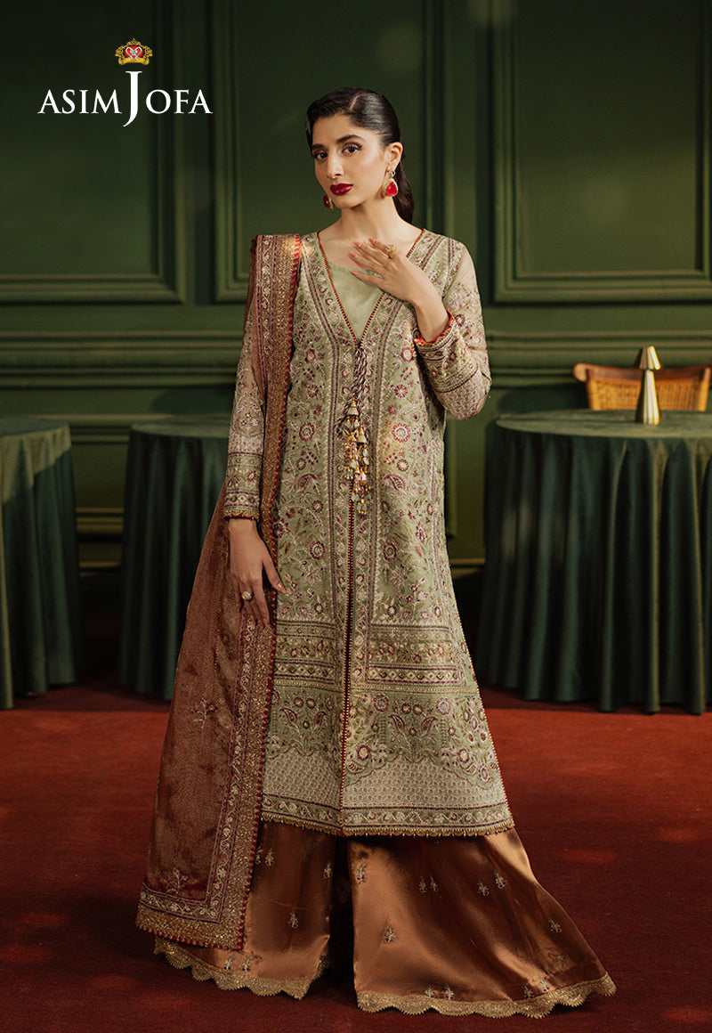 Asim Jofa | Premium Festive | AJPF-35 XS Pistachio Green Zari Net