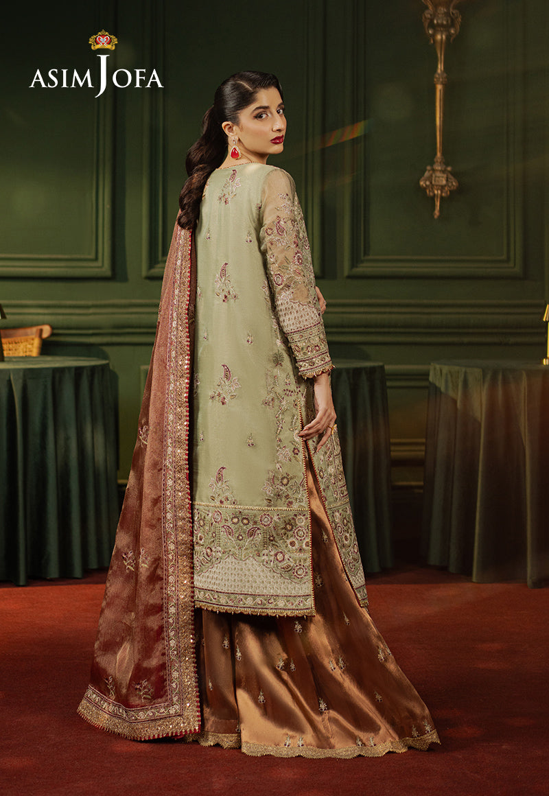 Asim Jofa | Premium Festive | AJPF-35 S Pistachio Green Zari Net